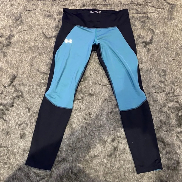 Under armour Teal black compression Cold gear leggings Sz L - Picture 3 of 11